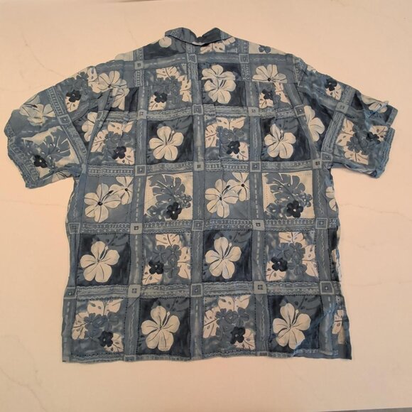 Jamaica Jaxx 100% Silk Sz XL Men's AOP Blue Floral Button Up Casual Hawaiian - Picture 9 of 10